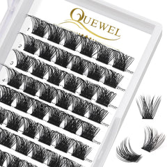 QUEWEL lash clusters 72pcs close-up display for at-home DIY extensions