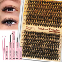 QUEWEL lash clusters kit with 30D/40D for customizable at-home looks.