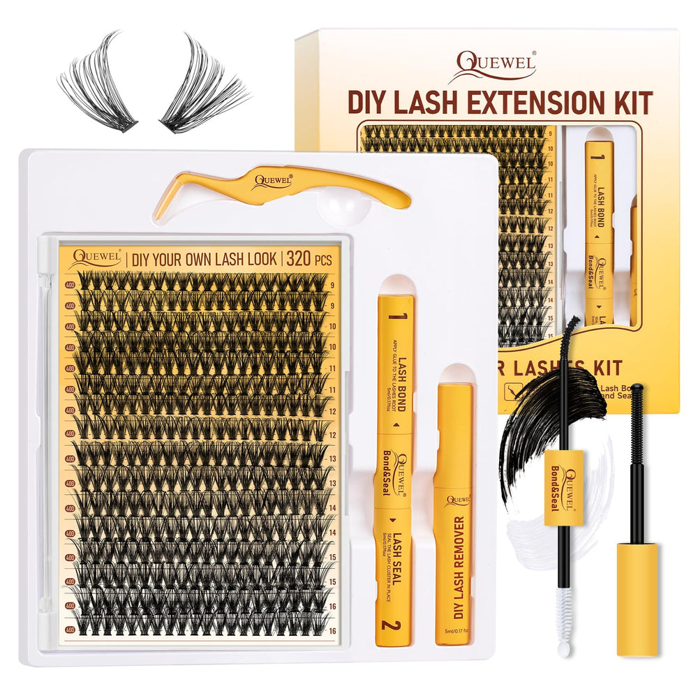QUEWEL lash clusters kit 320pcs 40D for easy at-home lash styling