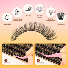 QUEWEL feather-touch soft lash clusters for comfortable wear.