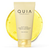 QUIA Beauty Turmeric + Kojic Acid overnight wrap mask refines texture for radiant skin.