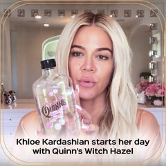 Quinn's Alcohol-Free Witch Hazel bottle pour demonstrates convenient, alcohol-free application for daily use.