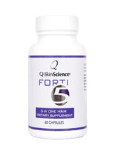 Quintessence Forti5 bottle cap with label, convenient daily hair support.