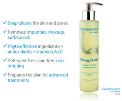 Quintessence Purifying Cleanser packaging highlights minimal design for everyday routines.