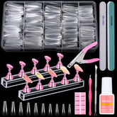Qinzave clear coffin nail tips 600pcs for precise at‑home manicures