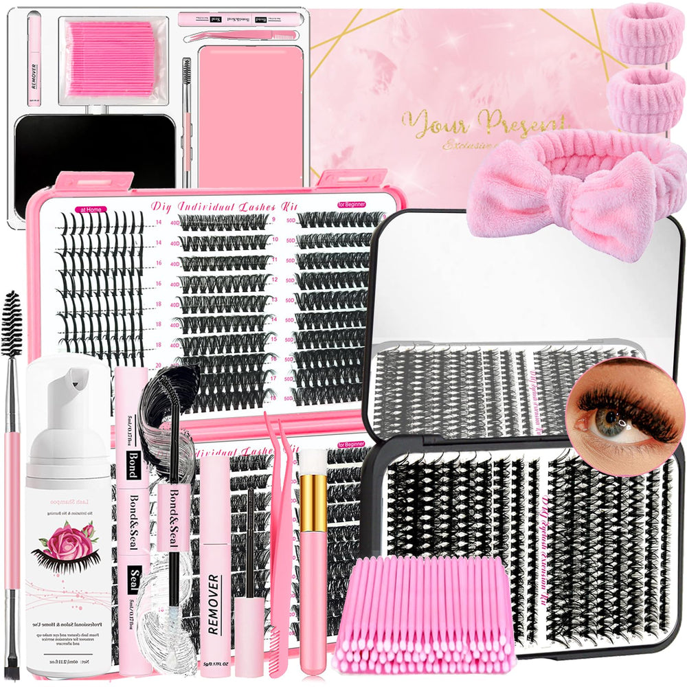 QUKLOGEN DIY eyelash kit box and mirror for clear at-home viewing