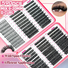 QUKLOGEN 590 high-quality D curl lash clusters for natural-looking fullness