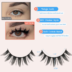QUNETY anime-spiky lashes 3D-volume for dramatic cosplay eye detail.