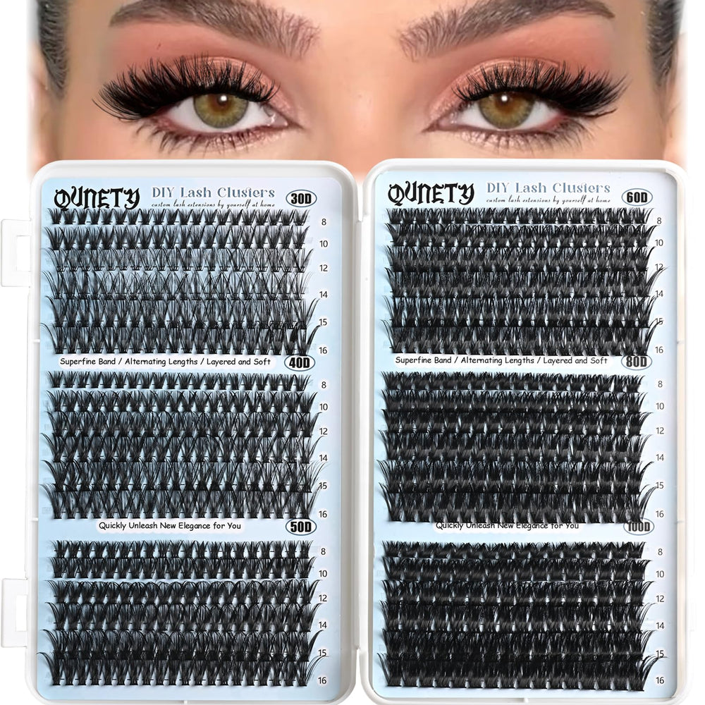QUNETY Lash Clusters 30D dense pack for fuller everyday eyes