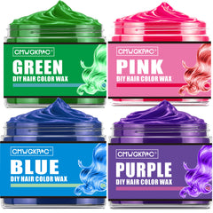 QUNGCO 4-color temporary hair color wax pack for quick, playful styling