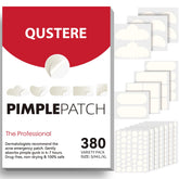 QUSTERE Large Pimple Patches pack shows 8 sizes and 6 shapes for versatile coverage.