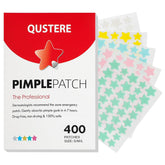 QUSTERE pimple patches in star shaped packaging for on the go blemish care.