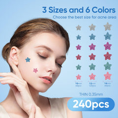 QUSTERE star patches close-up showing color variety for precise blemish coverage