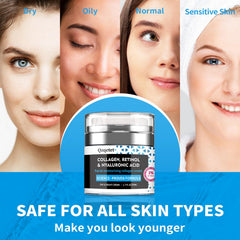 QZQETET face cream texture swirl displaying rich, moisturizing formula for all skin types.