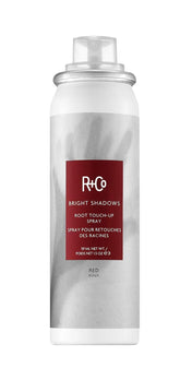 R+Co Bright Shadows root touch-up spray bottle showing quick gray coverage