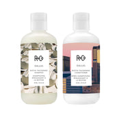 R+Co Dallas Biotin Thickening Shampoo bottle adds body to fine hair.
