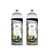 R+Co Moon Landing spray bottle closeup highlights lightweight formula for smooth hair.