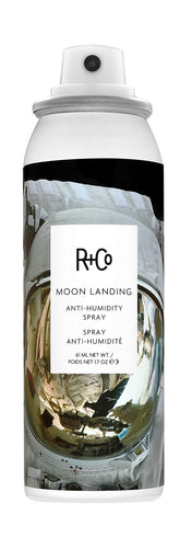 R+C Moon Landing anti-humidity spray bottle used for sleek, frizz-free styling.