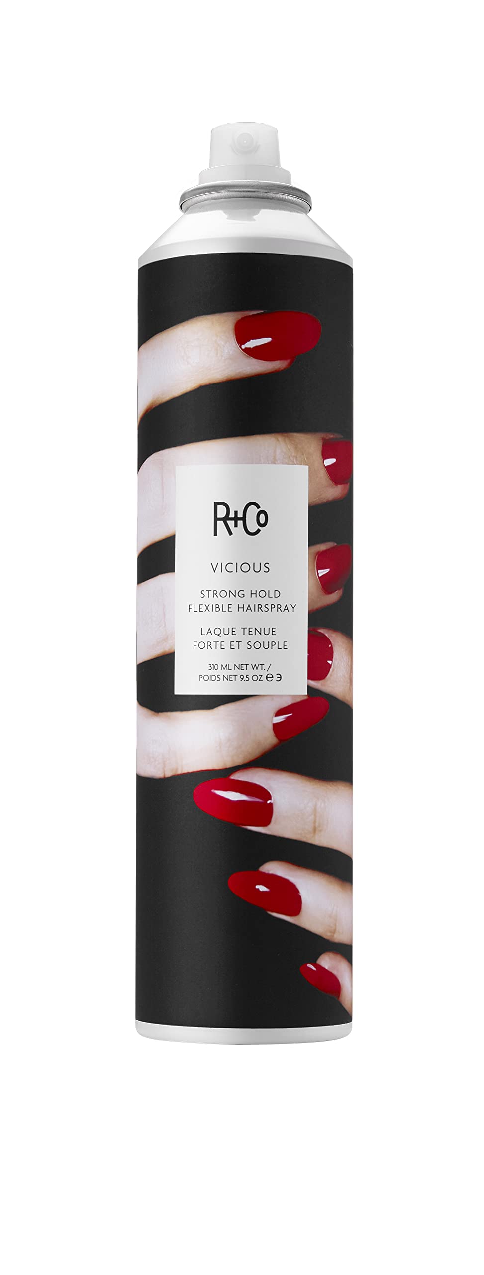 R+Co VICIOUS hairspray bottle front view for lasting hold