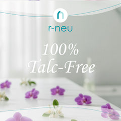 R-NEU talc-free body powder offers a gentle after-bath feel and can help skin stay dry.