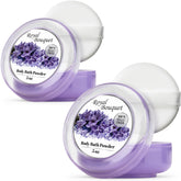 R-NEU body powder with royal bouquet scent and plush puff for easy application.