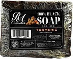 RA COSMETICS African Black Soap with Turmeric bar for refreshed skin texture and even tone.
