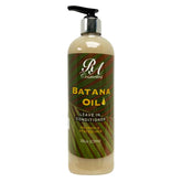 RA COSMETICS Batana Oil Leave-In Conditioner bottle close-up shows lightweight hydration for dry hair.