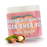 RA COSMETICS whipped shea butter honey peach jar for deep hydration.