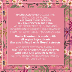 Rachel Couture Hydrating Lip Balm in hand showcases a smooth, non-sticky shine.