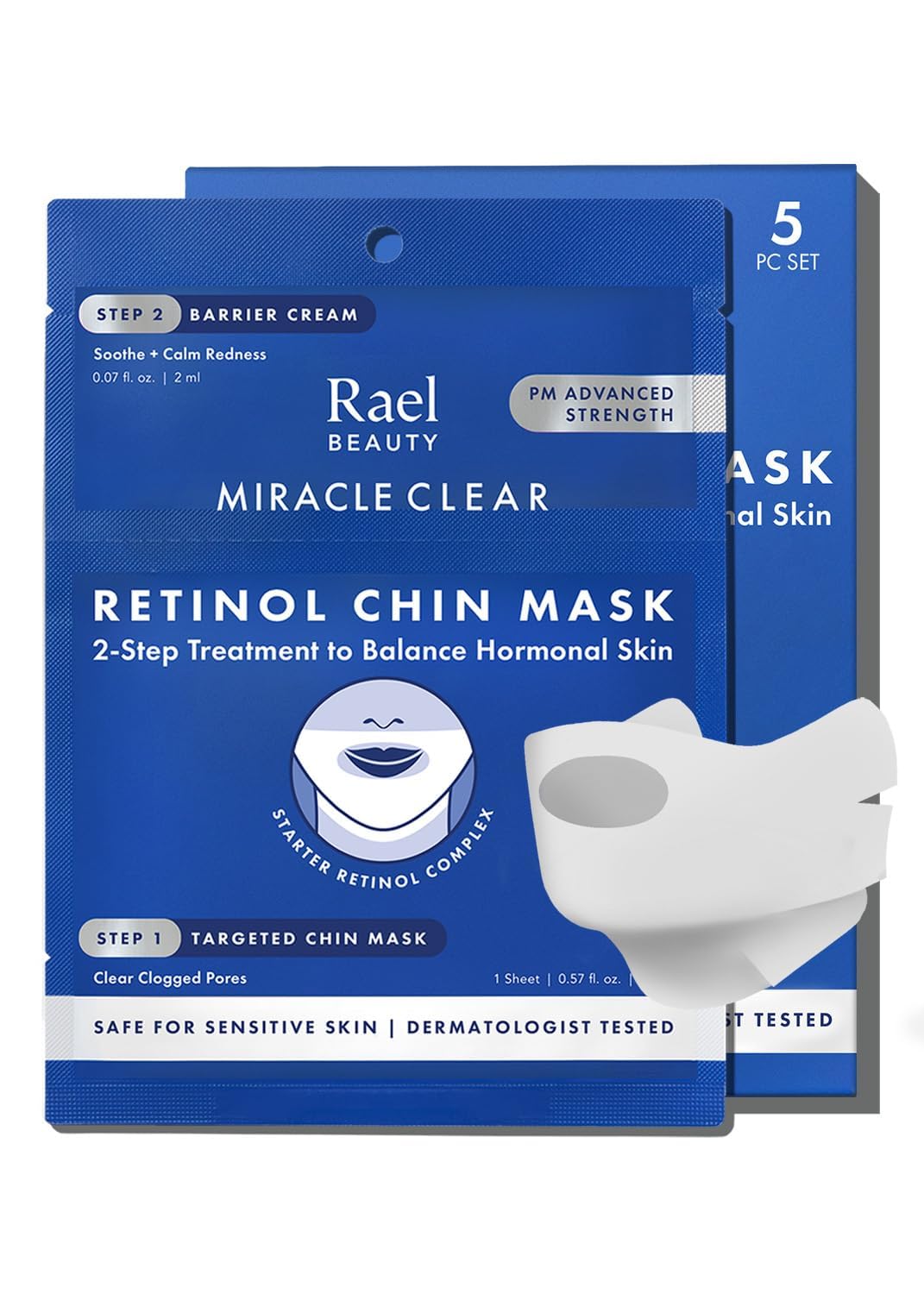 Rael retinol chin mask wrap targets the chin and jawline for targeted refinement.
