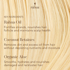 Rahua Classic Shampoo scalp massage shows easy distribution for comfortable cleansing.