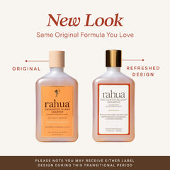 Rahua Enchanted Island Shampoo pour action shows tropical lather and coconut guava scent.