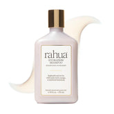 Rahua Hydration Shampoo bottle close-up showing rich moisture for dry hair.