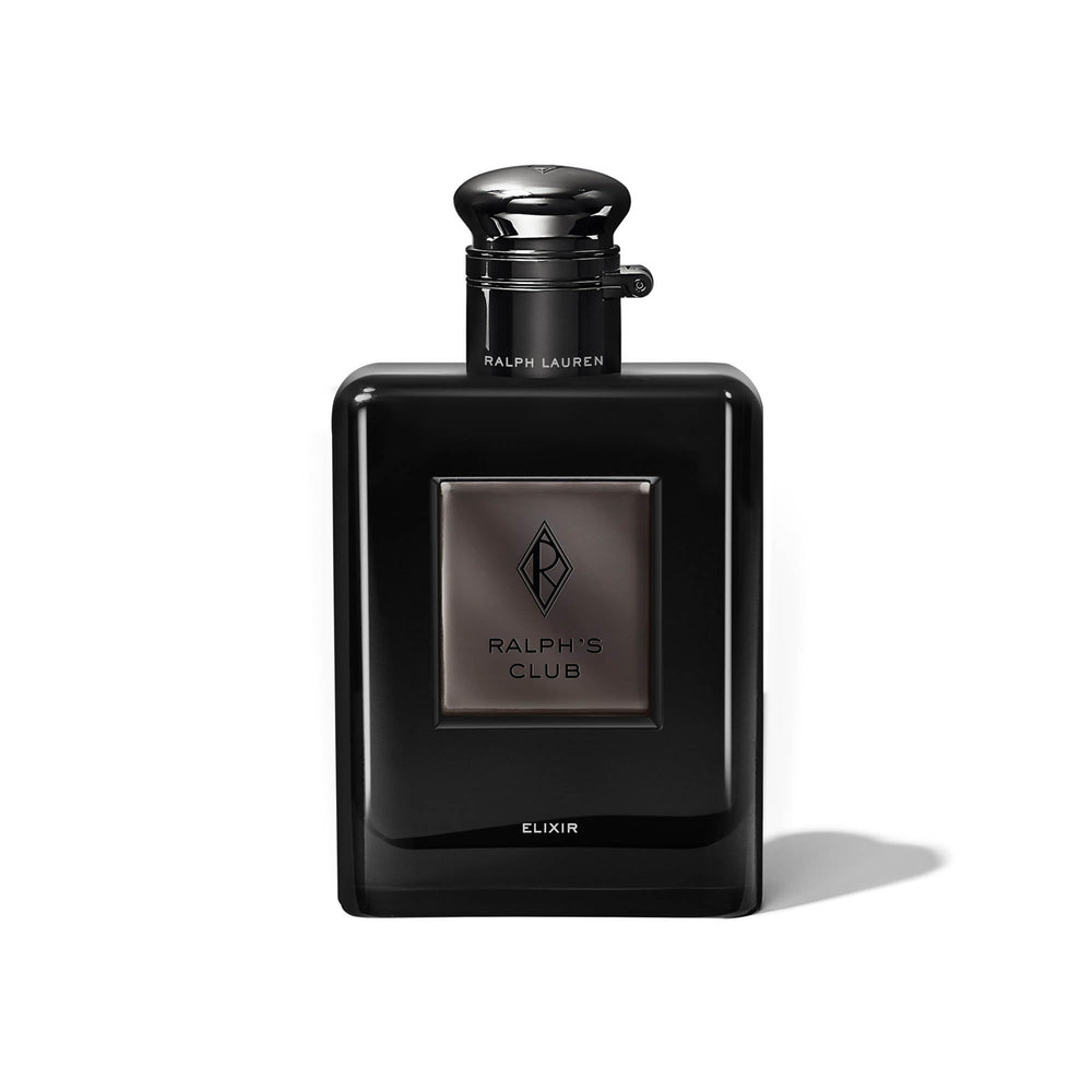 Ralph Lauren Fragrances Ralphs Club Elixir bottle close-up highlighting an intense ambery woody vibe