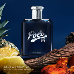 Ralph Lauren Polo 67 bottle side angle, sleek design and versatile appeal.