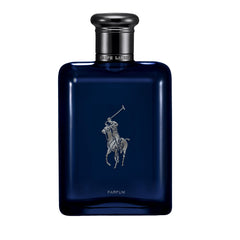 Ralph Lauren Polo Blue Parfum bottle close-up highlighting fresh citrus and ocean vibes.