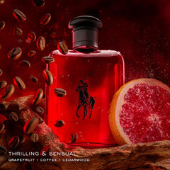 Ralph Lauren Polo Red EDT bottle side profile highlights sleek curves and premium finish for display