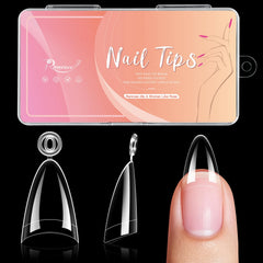 Ranrose long almond nail tips with handle for precise gel extension