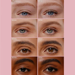 Rare Beauty close-up lashes with mascara show defined, clump-free results.