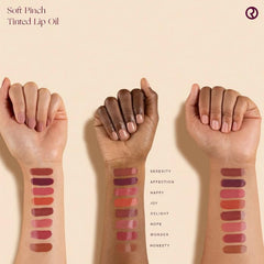 Rare Beauty Lip Oil Honesty application demonstrates lightweight glide and non-sticky comfort