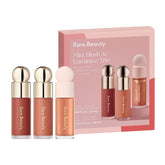 Rare Beauty Virtue mini blush close-up for a soft peachy flush and natural look.