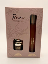 Rare Eau de Parfum Set spray bottle, travel-friendly 10 mL for on-the-go fragrance.