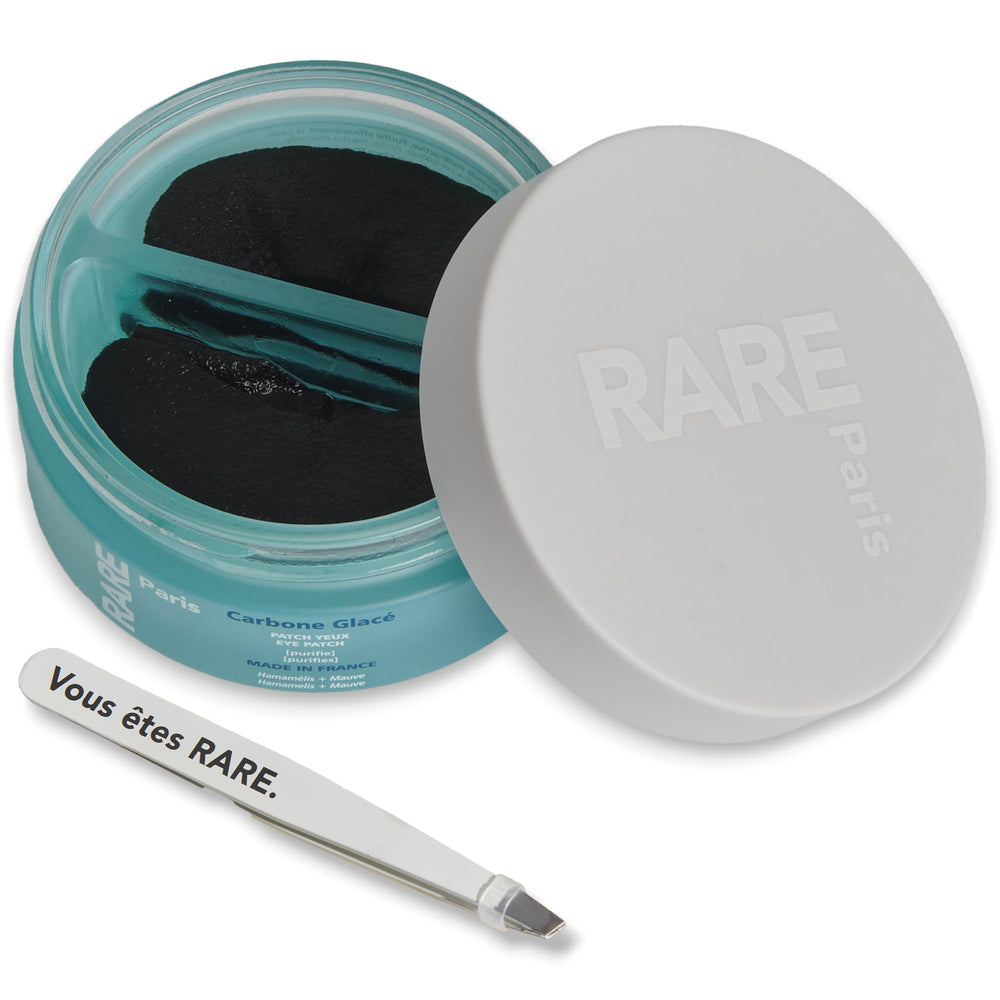 RARE Paris Carbone Glacé eye patches packaging for convenient at-home purifying treatment