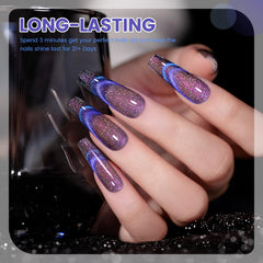 RARJSM 9D chameleon cat eye purple polish with color shift glow for stylish nails