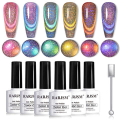 RARJSM 9D chameleon cat eye red polish with magnetic shimmer for vibrant nails