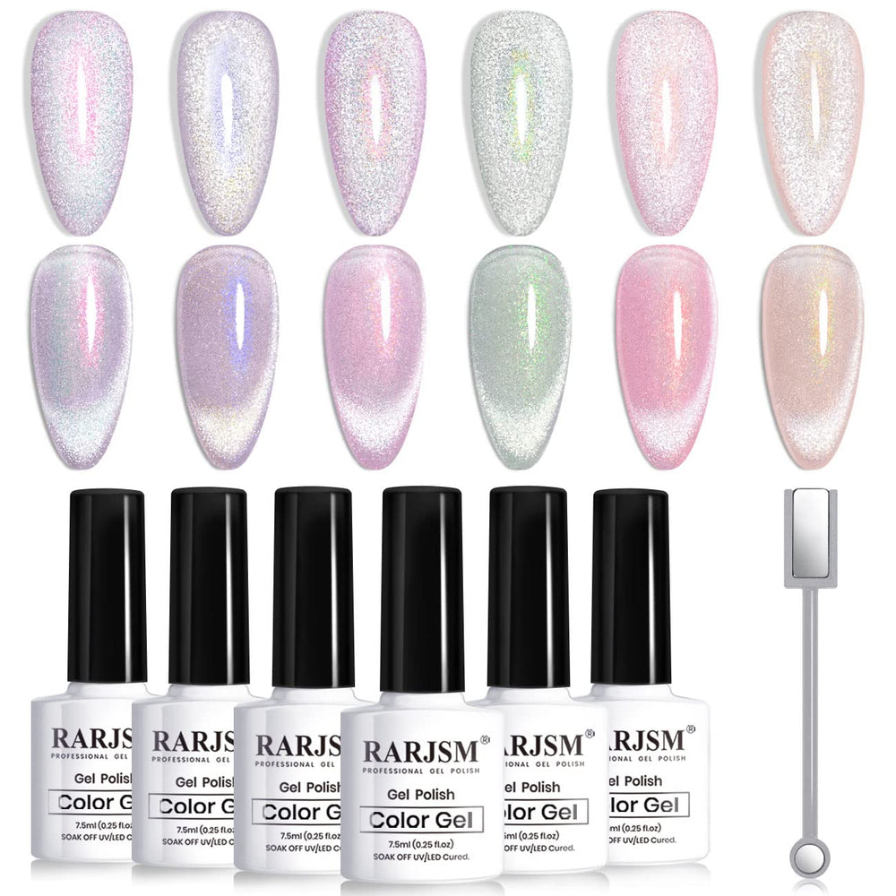 RARJSM Aurora Cat Eye pink bottle with velvet glow for chic nails