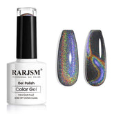 RARJSM Cat Eye Gel Polish with galaxy chameleon magnet effect for dynamic color shifts.
