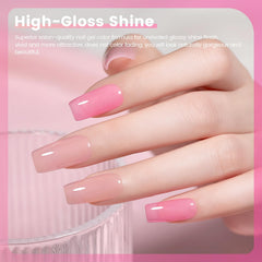 RARJSM clear jelly nail polish for a subtle, glassy finish on nails.