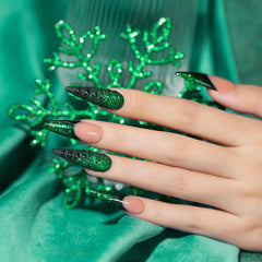 RARJSM diamond mermaid glitter nail art close-up showcases sparkling, high-intensity shine.