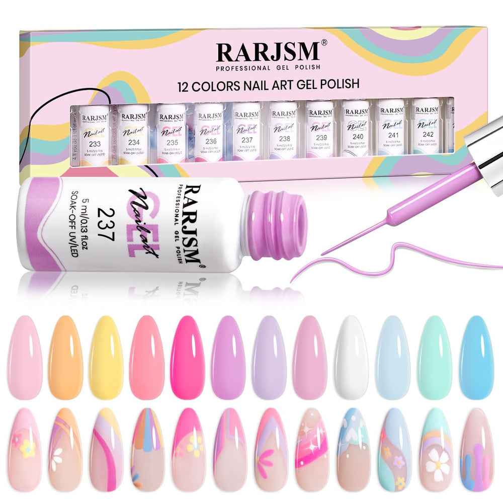 RARJSM gel liner set 12-color bottles for precise nail art